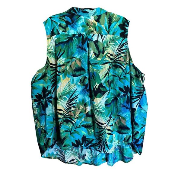 Catherines Tunic Top Womens 6X Multicolor Tropical Print Artsy Sleeveless Blouse - Picture 6 of 8